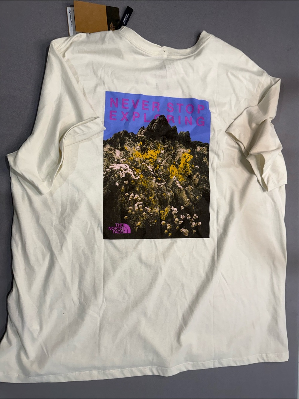 The North Face Men's White Graphic Logo Cotton Knit Crew Neck T-Shirt XL